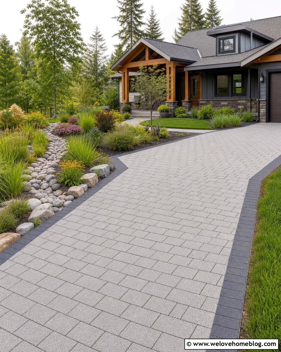 Driveway Extension With Rain Garden Drainage - 30 Extended Driveway Ideas