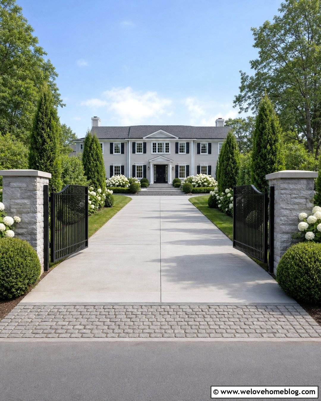 Driveway Fence With Double Swing Gate - 30 Driveway Fence Ideas