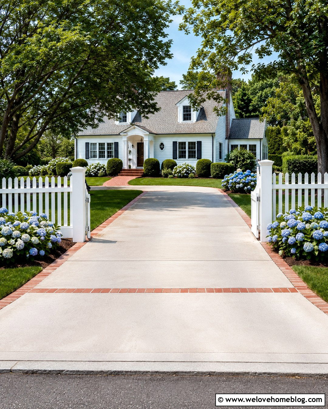 Driveway Fence With Hydrangea Borders - 20 Driveway Decorations Ideas