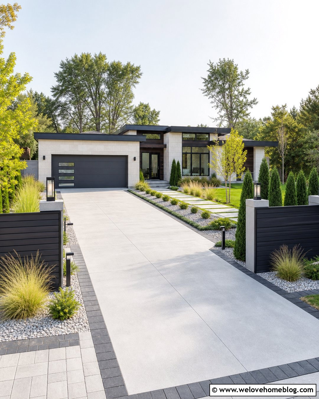 Driveway Fence With Lighting - 30 Driveway Fence Ideas