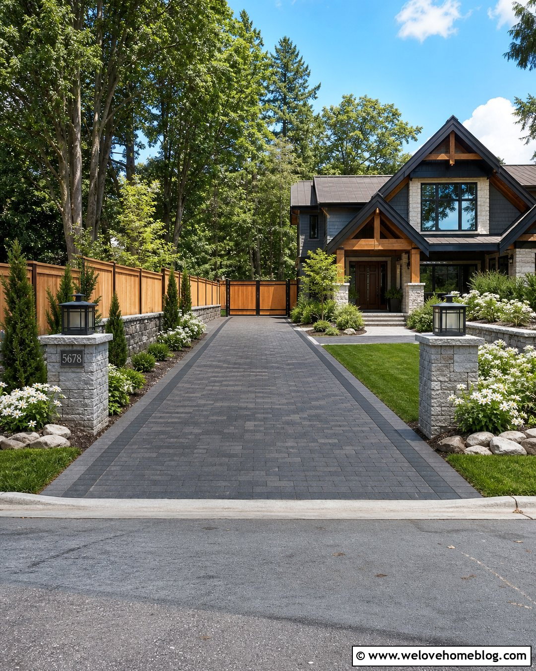 Driveway Fence With Lighting - 25 Driveway Fencing Ideas