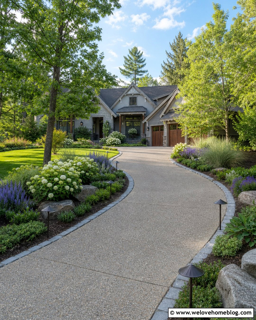 Driveway Flower Bed With Lighting - 30 Driveway Flower Bed Ideas