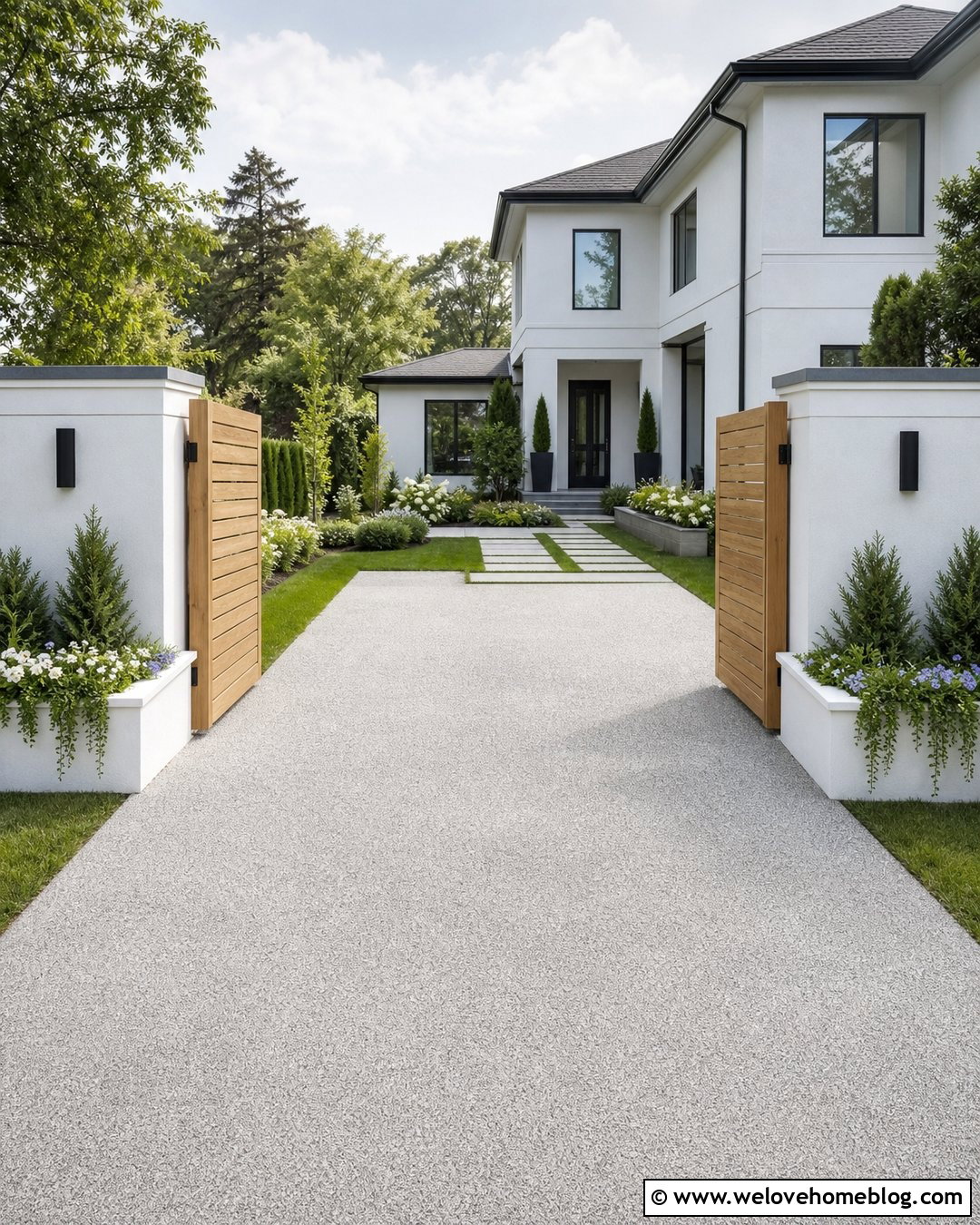 Driveway Gate Pillars With Built In Planters - 20 Driveway Gate Pillars Ideas