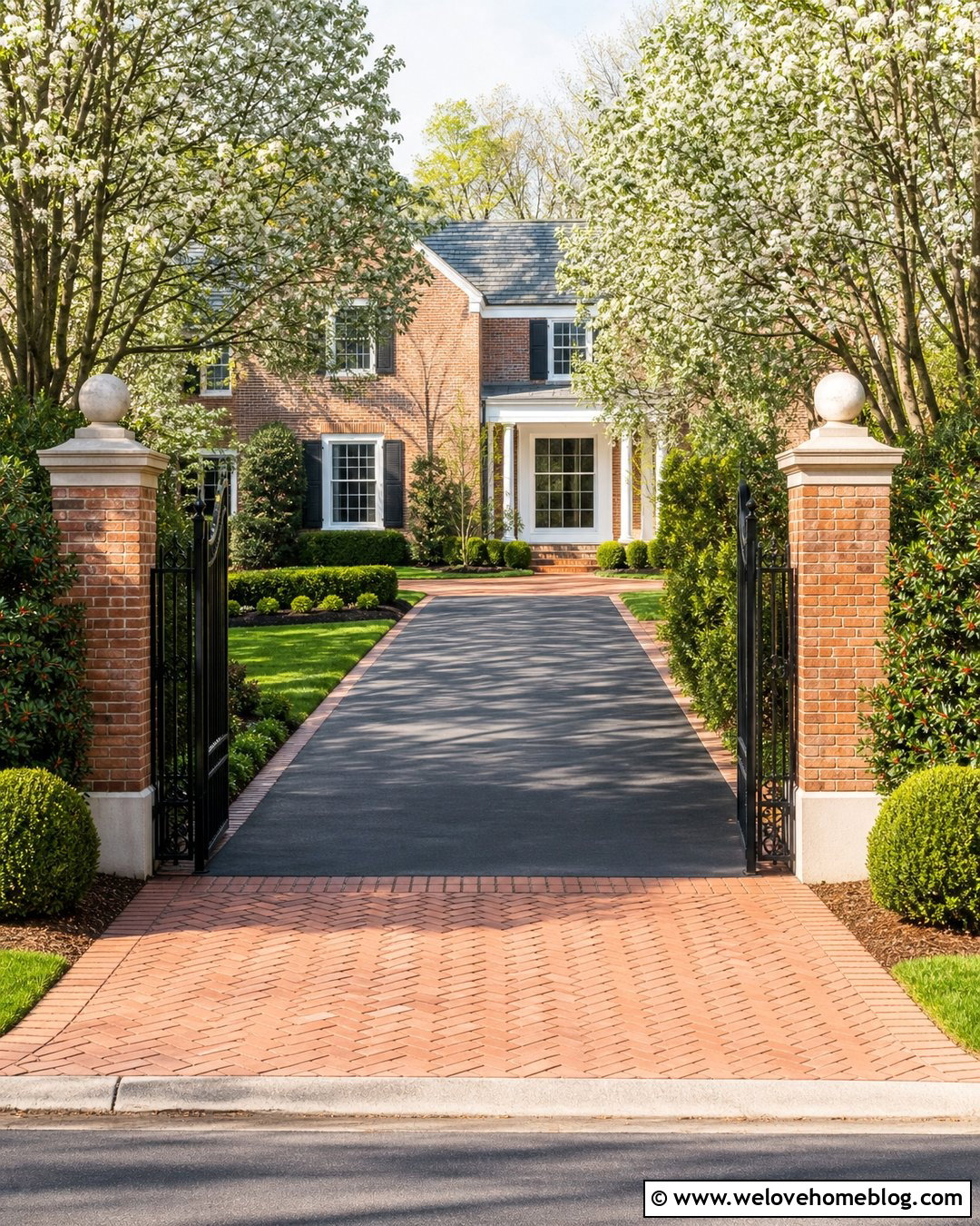 Driveway Gate With Brick Columns - 45 Driveway Gate Ideas
