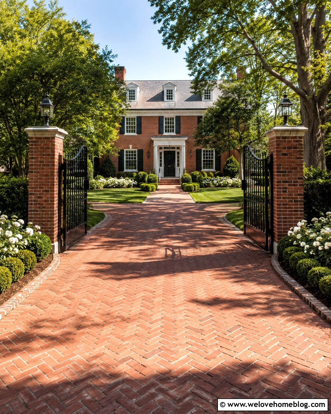 Driveway Gate With Brick Columns - 20 Driveway Decorations Ideas