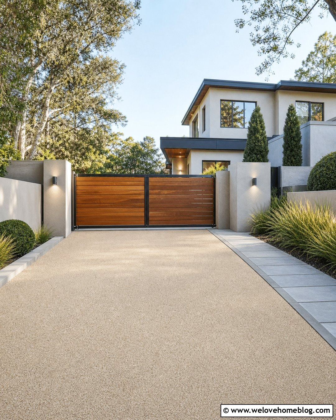 Driveway Gate With Concrete Pillars - 45 Driveway Gate Ideas