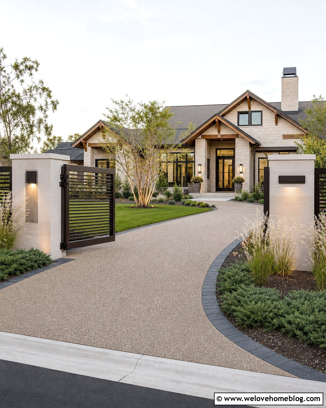 Driveway Gate With Integrated Address Sign - 35 Front Gate Entrance Driveway Ideas