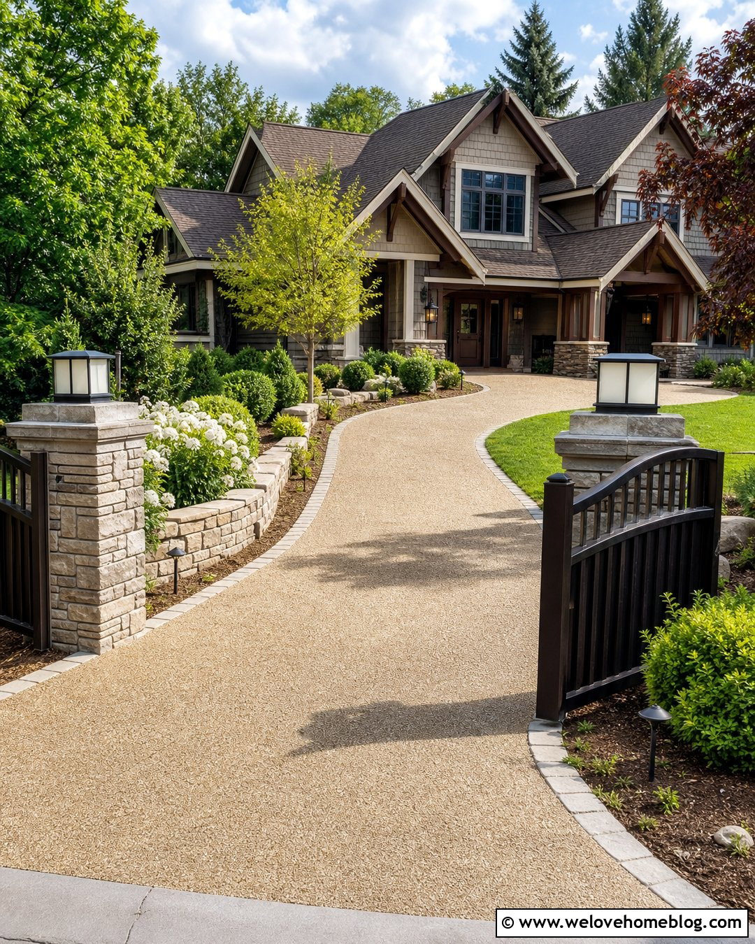 Driveway Gate With Solar Pillar Lights - 35 Driveway Entry Gates and Entrance Ideas