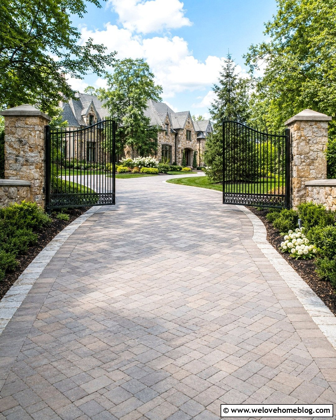Driveway Gate With Stone Pillars - 20 front driveway design ideas