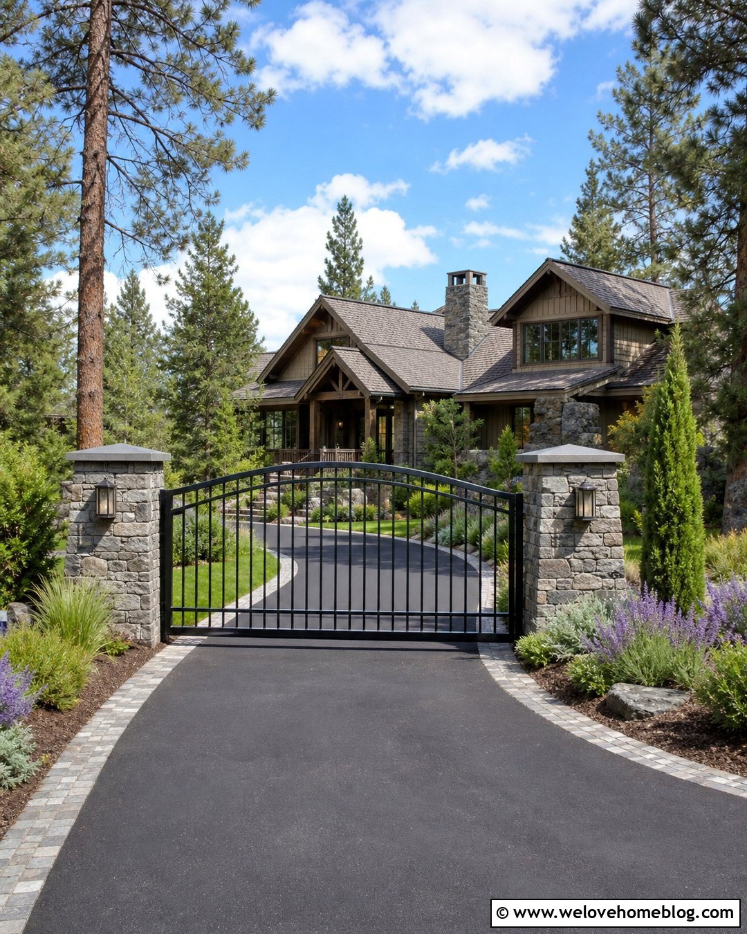 Driveway Gate With Stone Pillars - 45 Driveway Gate Ideas