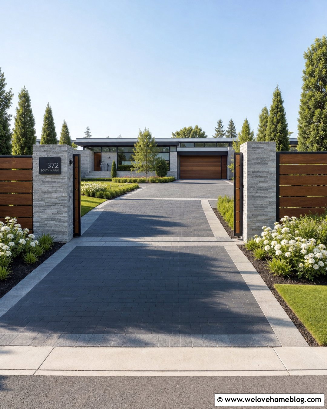 Driveway Gate With Stone Pillars And Address Sign - 20 Driveway Gate With Stone Pillars Ideas