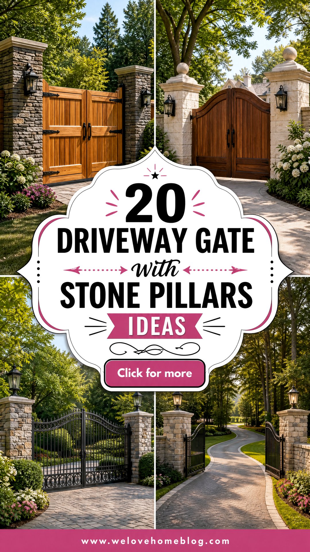 20 Driveway Gate With Stone Pillars Ideas for Classic Curb Appeal - 20 Driveway Gate With Stone Pillars Ideas for Classic Curb Appeal