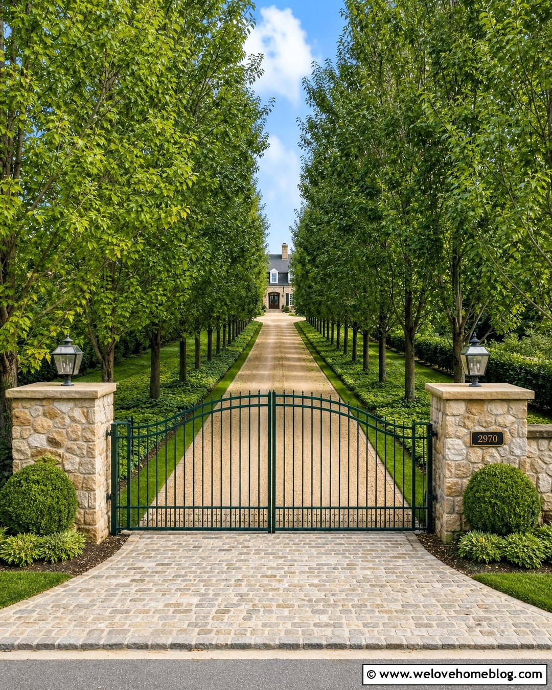 Driveway Gate With Tree Lined Entrance - 35 Front Gate Entrance Driveway Ideas