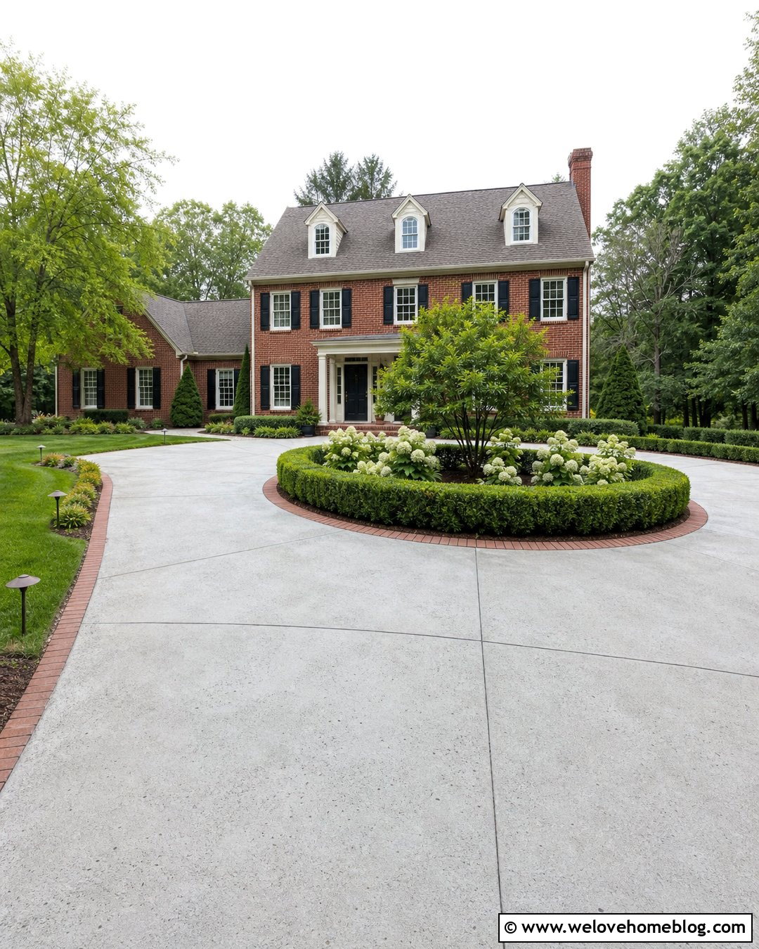 Driveway Island With Boxwood And Hydrangeas - 25 Driveway Island Landscaping Ideas