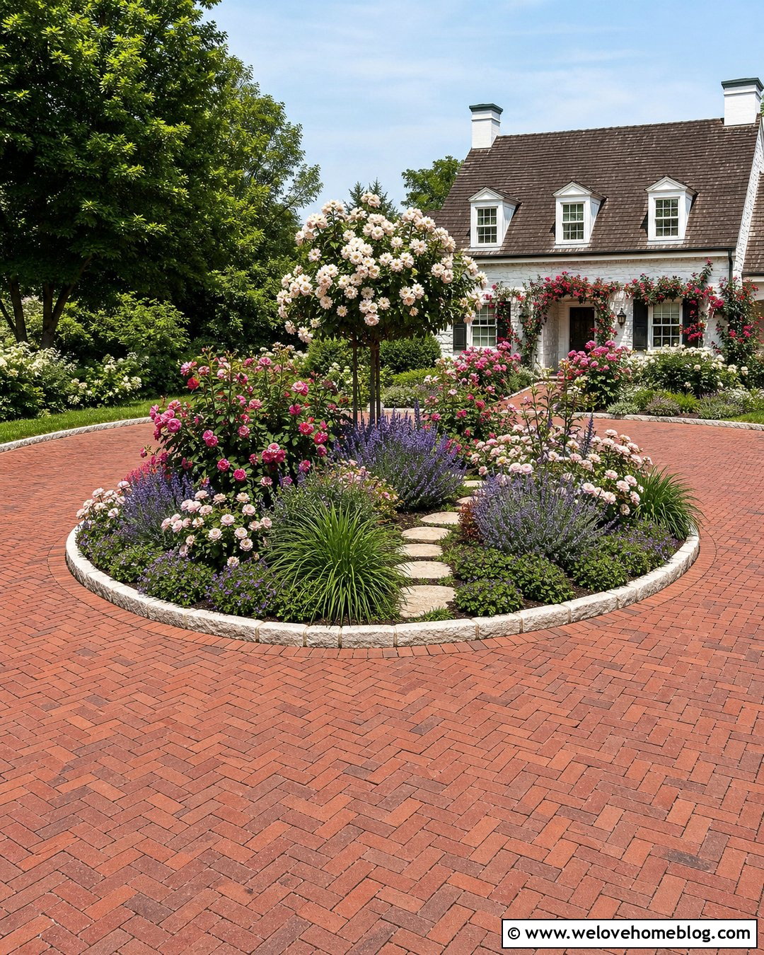 Driveway Island With Rose Garden - 25 Driveway Island Landscaping Ideas