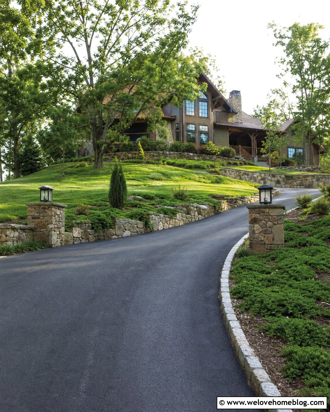 Driveway Lamps With Stone Retaining Walls - 20 Driveway Lamps Ideas
