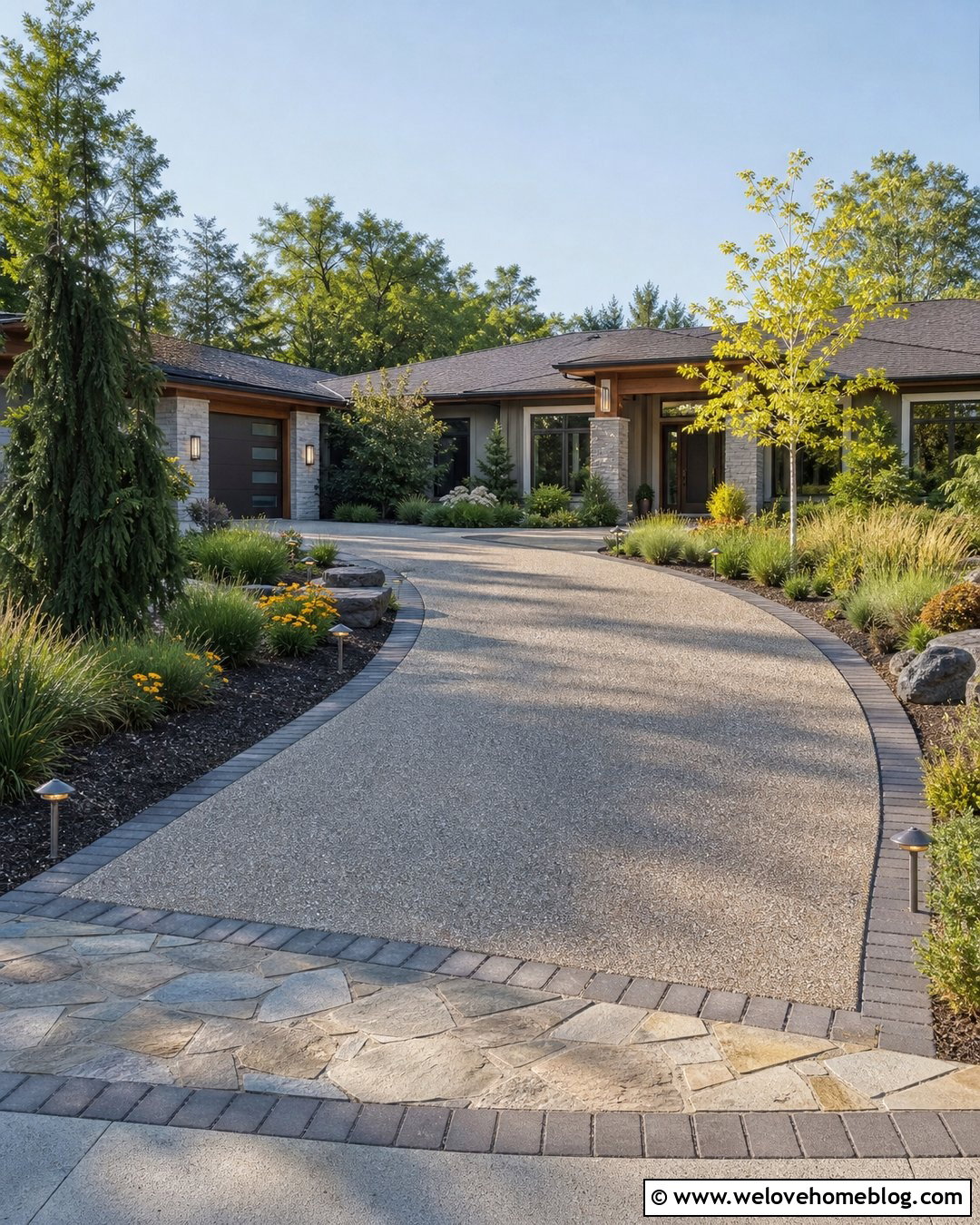 Driveway Landscaping With Lighting - 20 front house driveway landscaping ideas