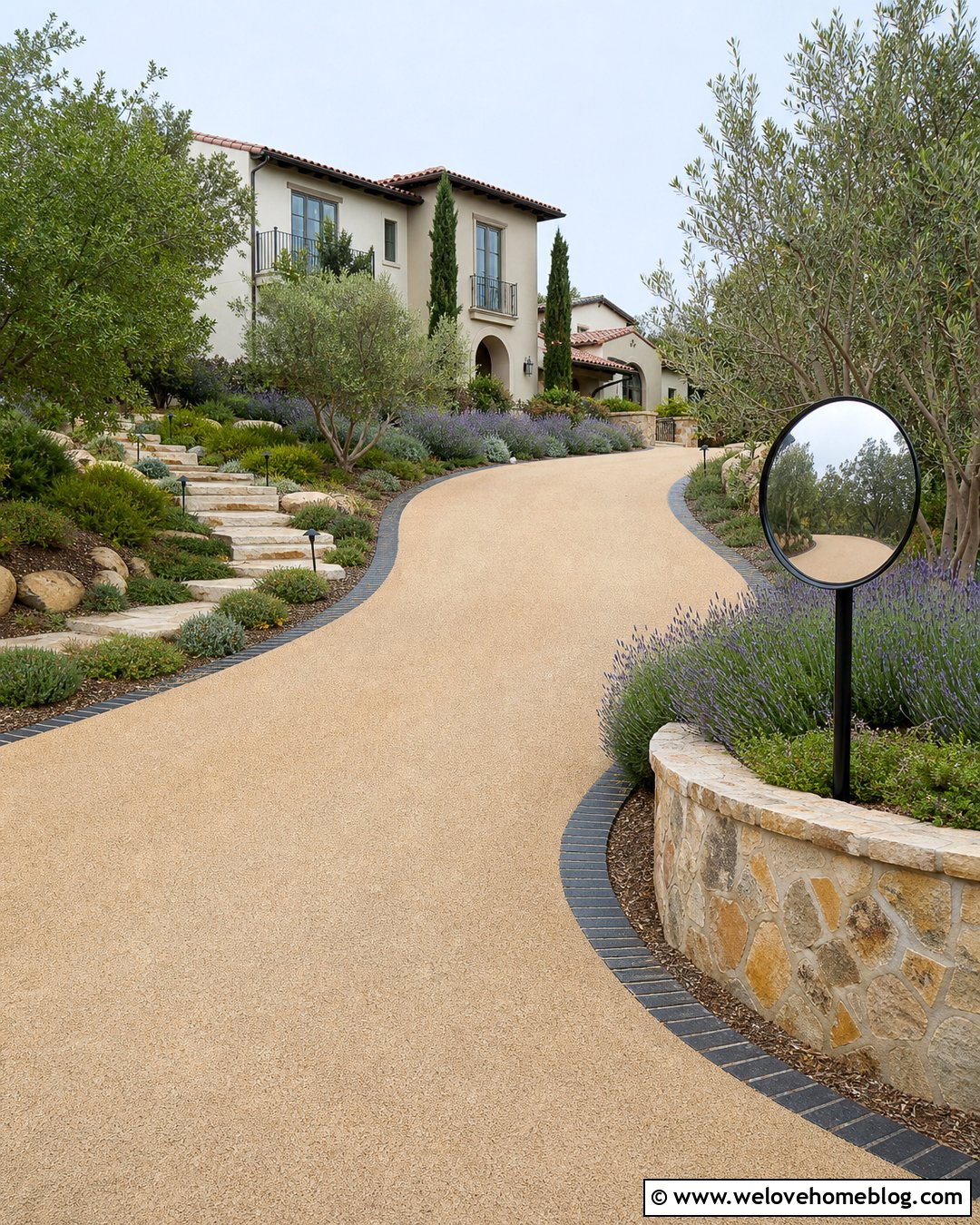 Driveway Mirror At A Curved Stone Wall - 20 driveway mirror ideas