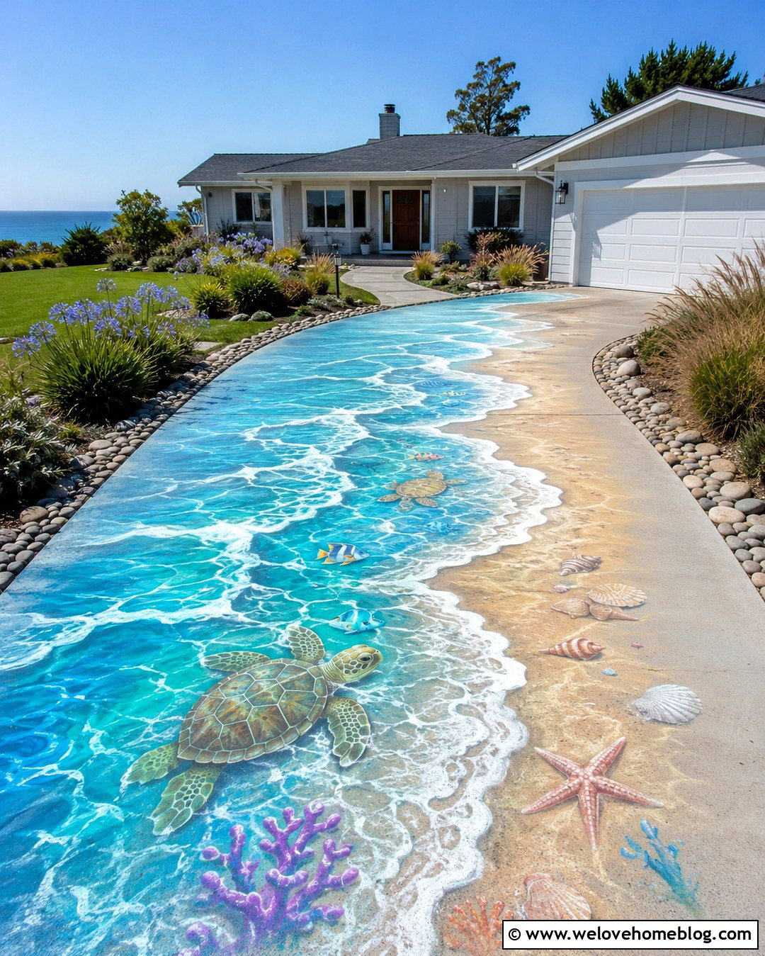 Driveway Ocean Mural - 20 Driveway Art Projects Ideas