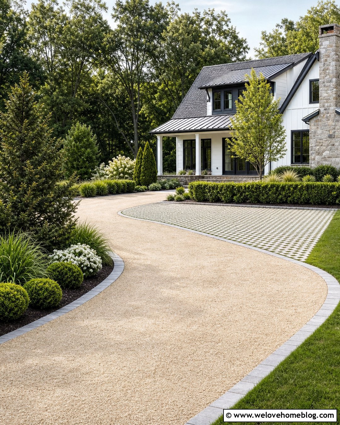 Driveway Parking Pad With Screening Plants - 40 Front Driveway Landscaping Ideas