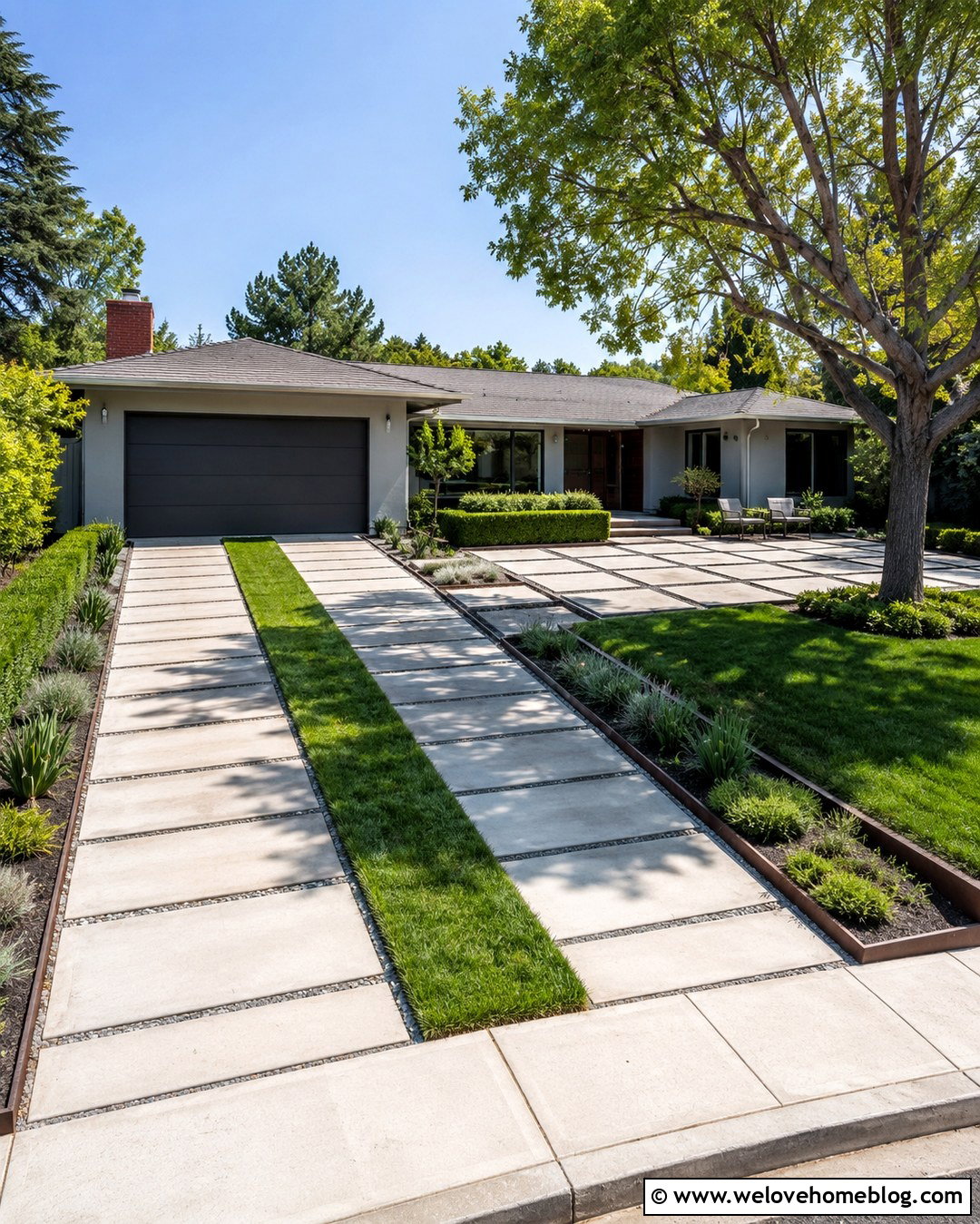 Driveway Patio With Grass Strips - 20 patio driveway combo ideas