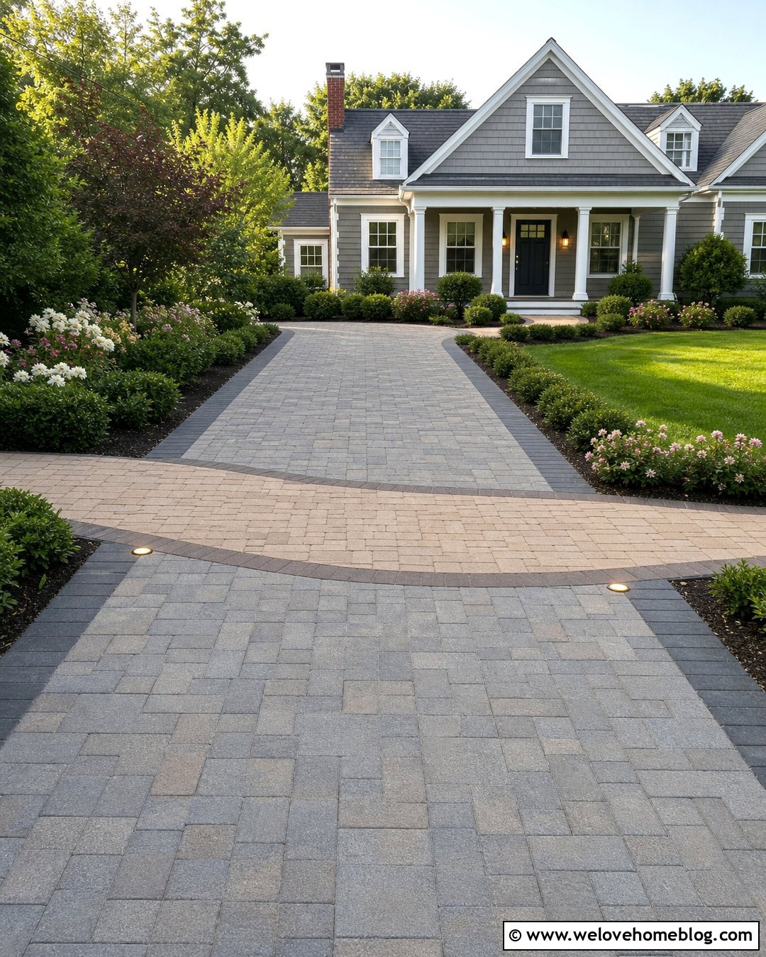 Driveway Paver Lights Beside The Walkway - 20 Driveway Paver Lights Ideas