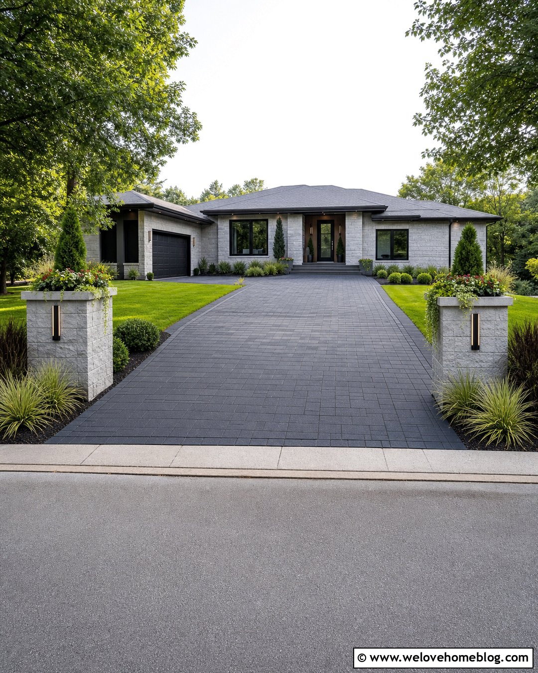Driveway Pillars With Built In Planters - 20 End Of Driveway Pillars Ideas