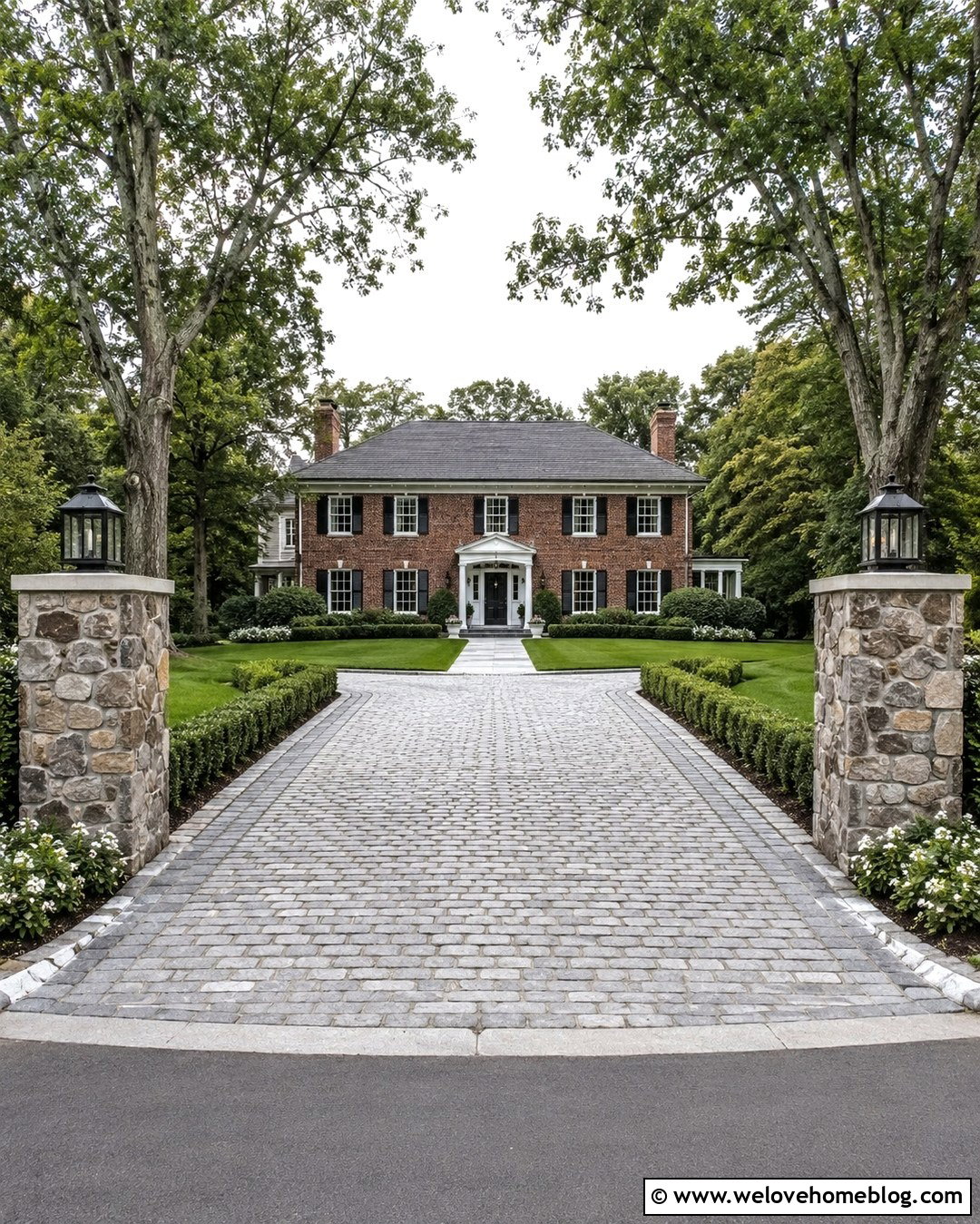 Driveway Pillars With Decorative Caps - 20 Driveway Decorations Ideas