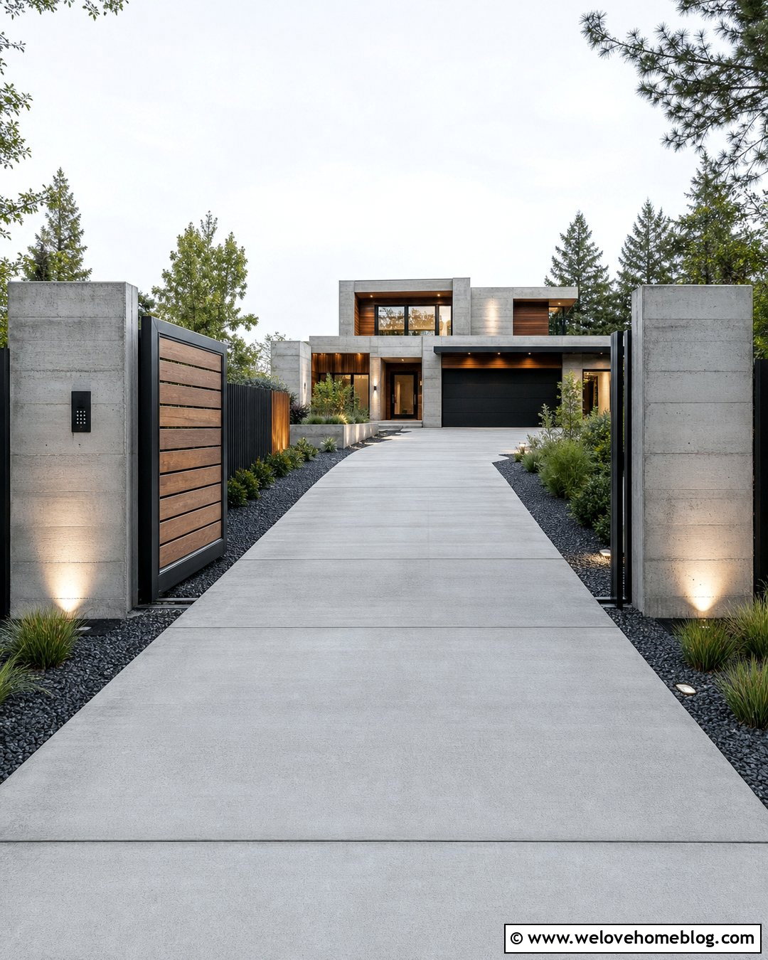Driveway Pillars With Sliding Gate - 20 modern driveway pillars ideas