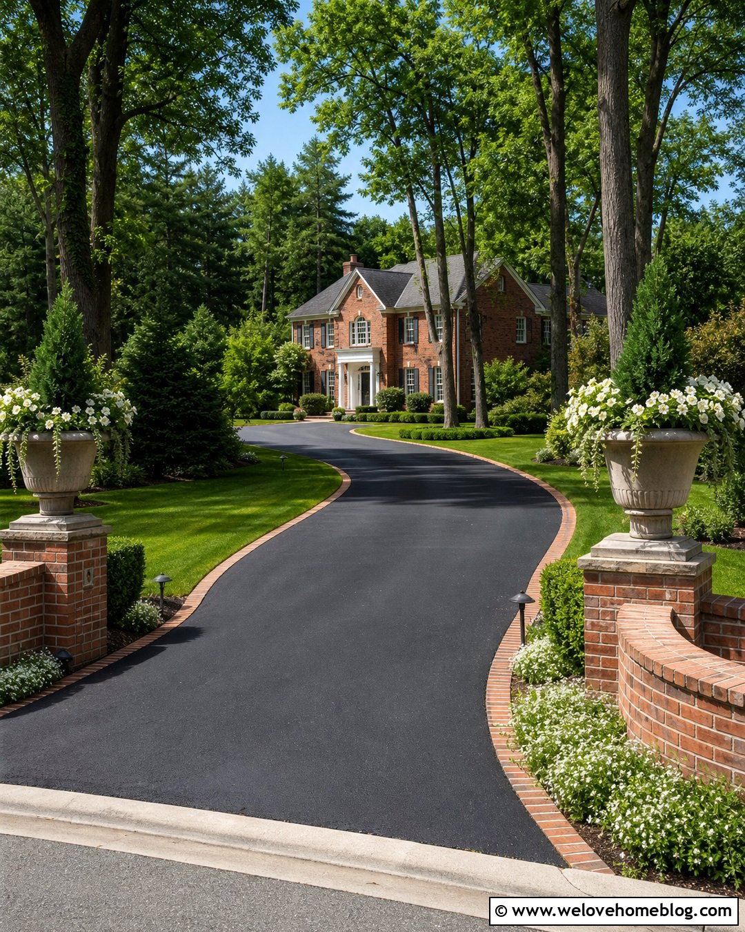 Driveway Plant Pots With Address Pillars - 20 Driveway Plant Pots Ideas