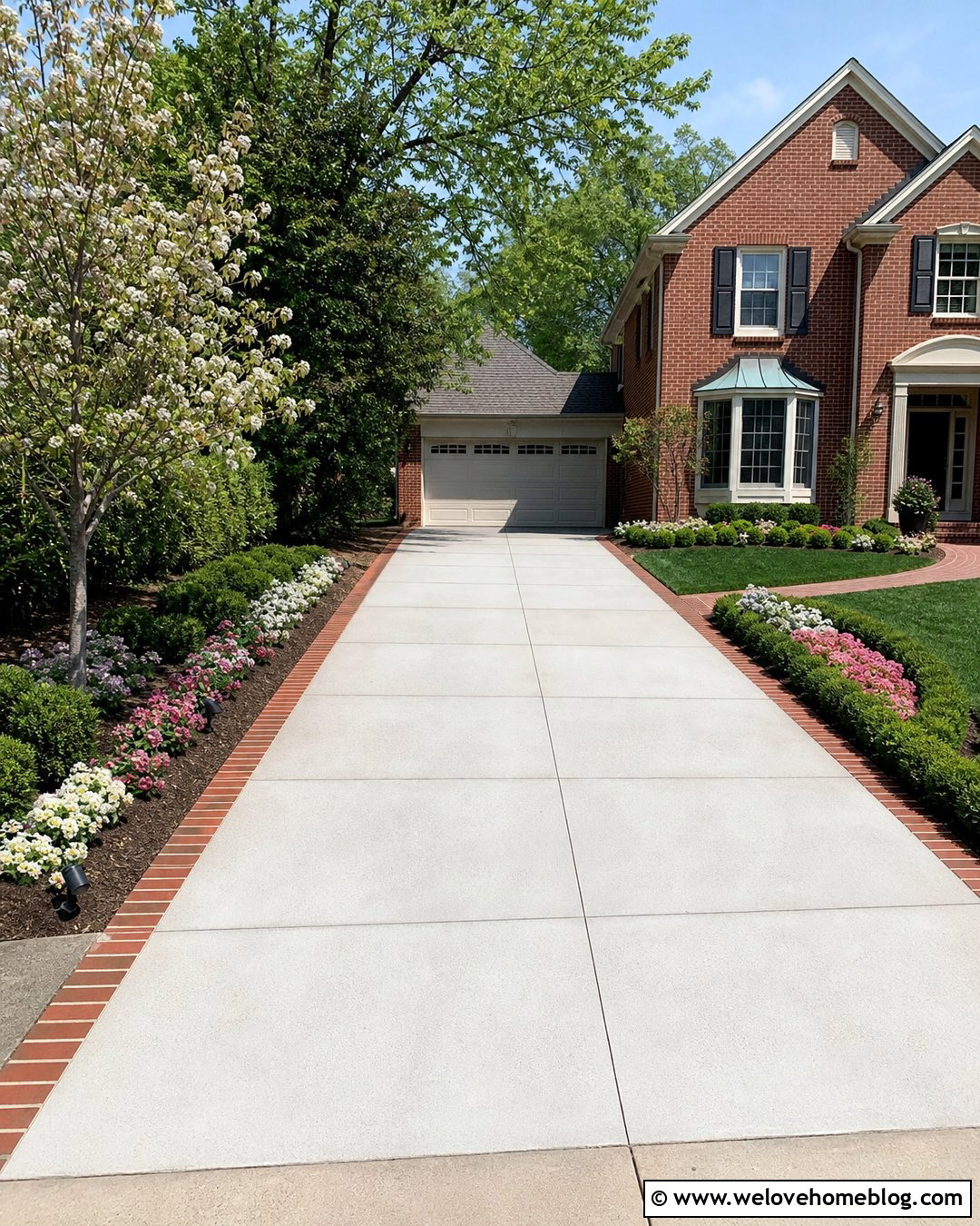 Driveway Planting With Brick Edging - 35 Driveway Planting Ideas