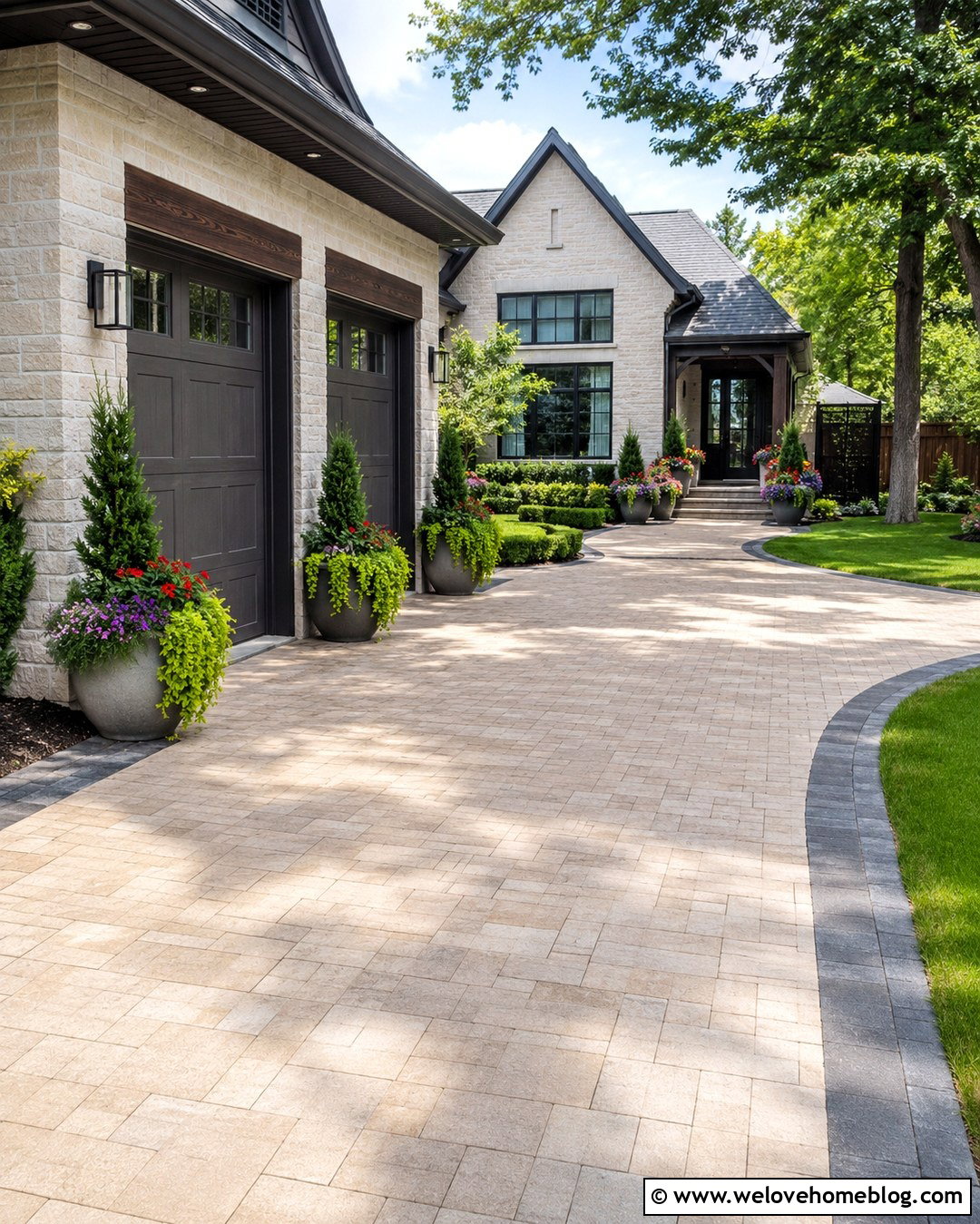 Driveway Pots With Seasonal Color - 20 Driveway Decorations Ideas