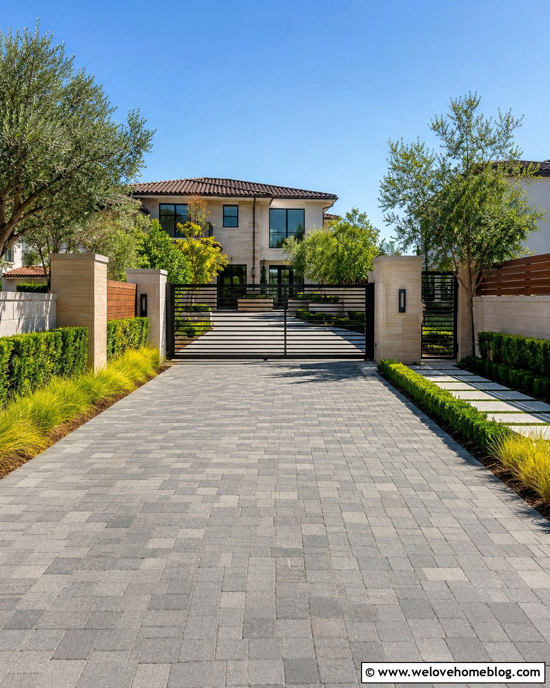 Driveway Privacy Wall With A Gate - 20 Driveway Walls Ideas