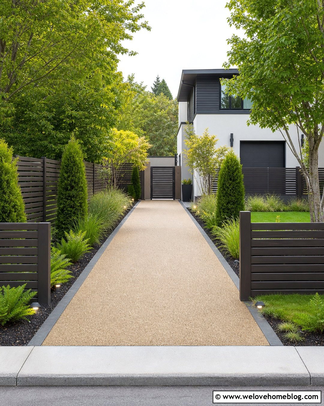Driveway Privacy With A Louvered Fence - 25 Driveway Privacy Ideas