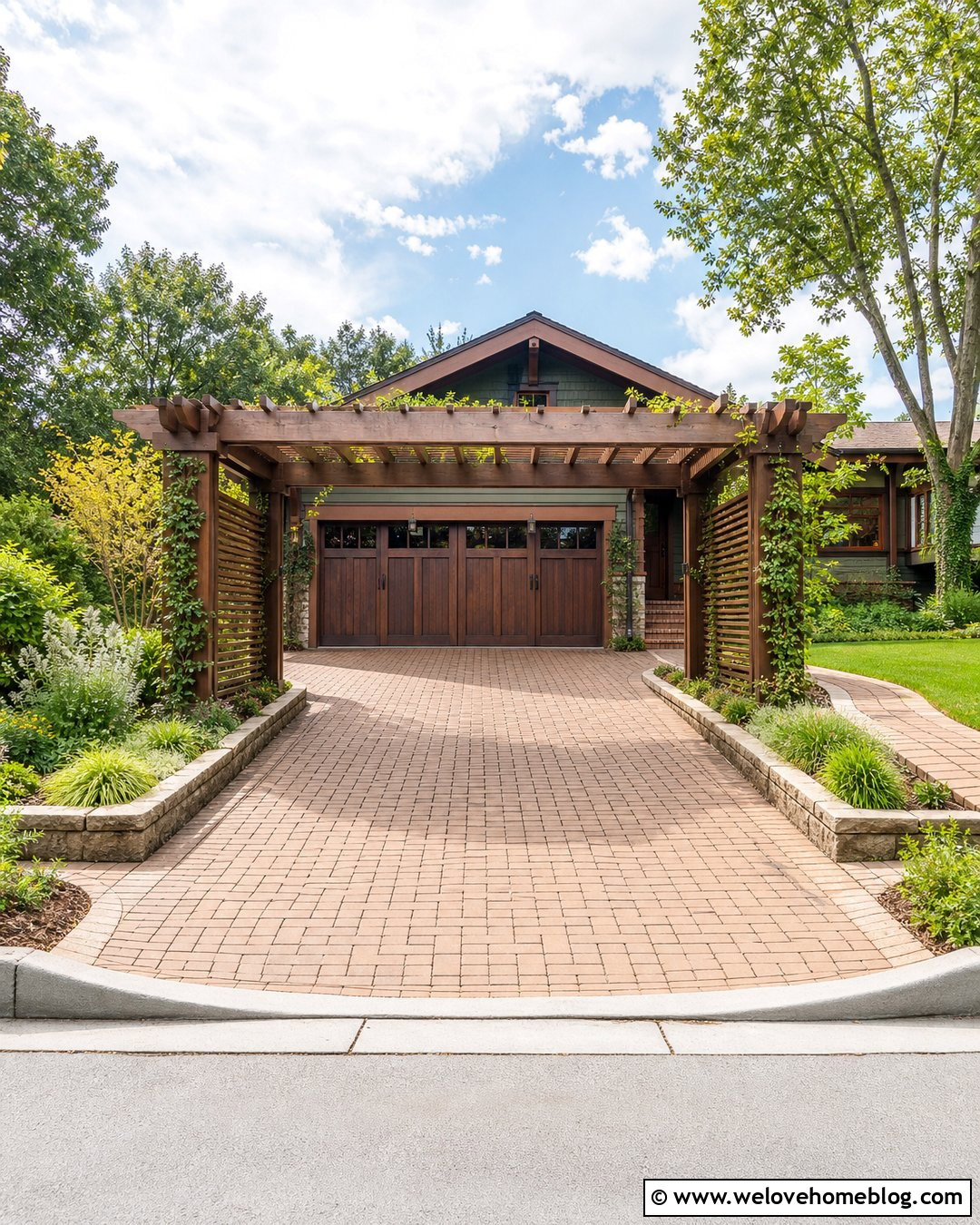 Driveway Privacy With A Pergola Screen - 25 Driveway Privacy Ideas