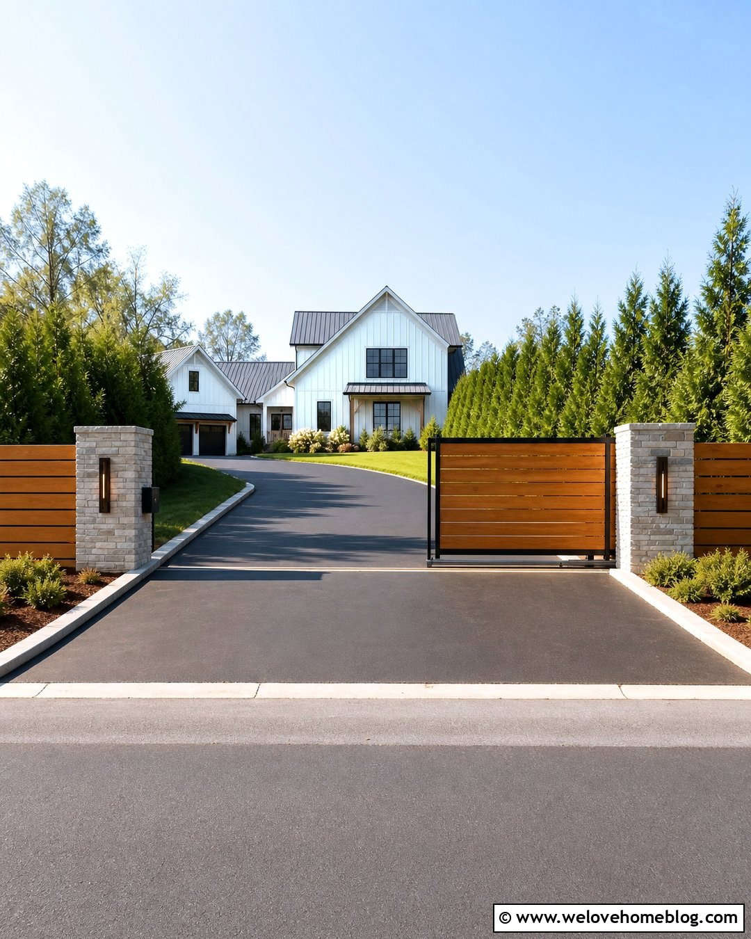 Driveway Privacy With A Sliding Gate - 25 Driveway Privacy Ideas