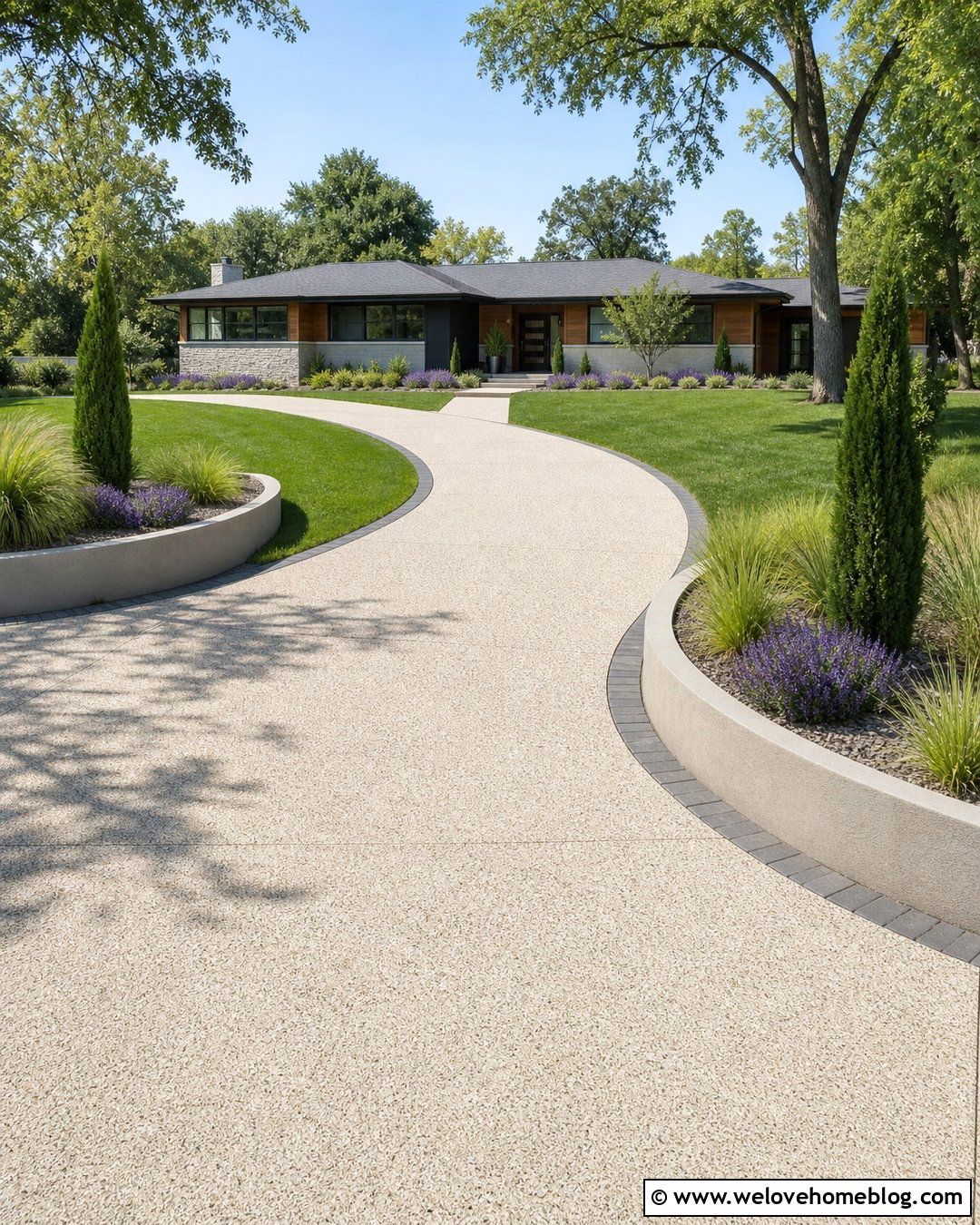 Driveway Raised Beds With Ornamental Grasses - 20 Driveway Raised Beds Ideas
