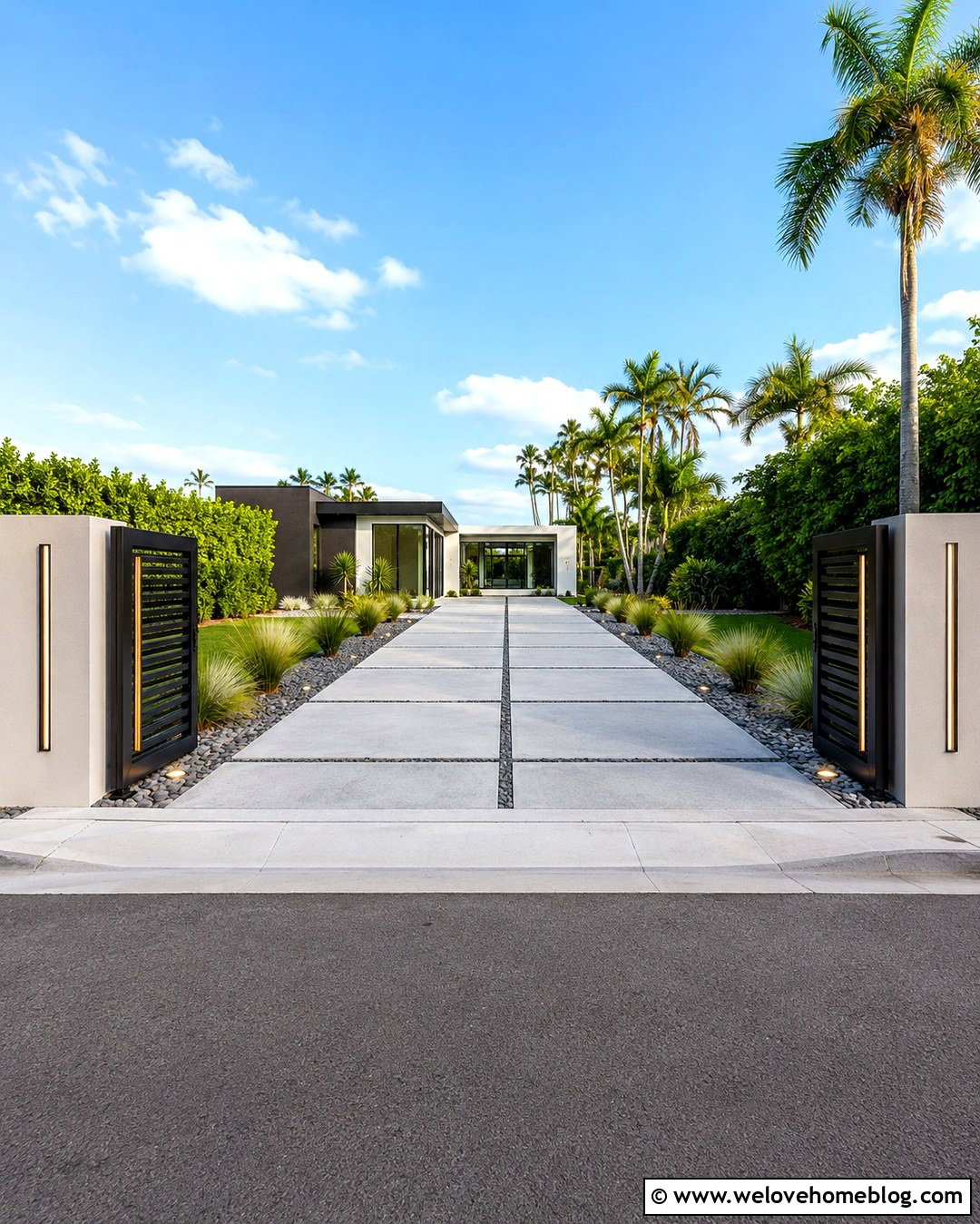 Driveway Reflectors With A Modern Gate - 20 Driveway Reflectors Ideas