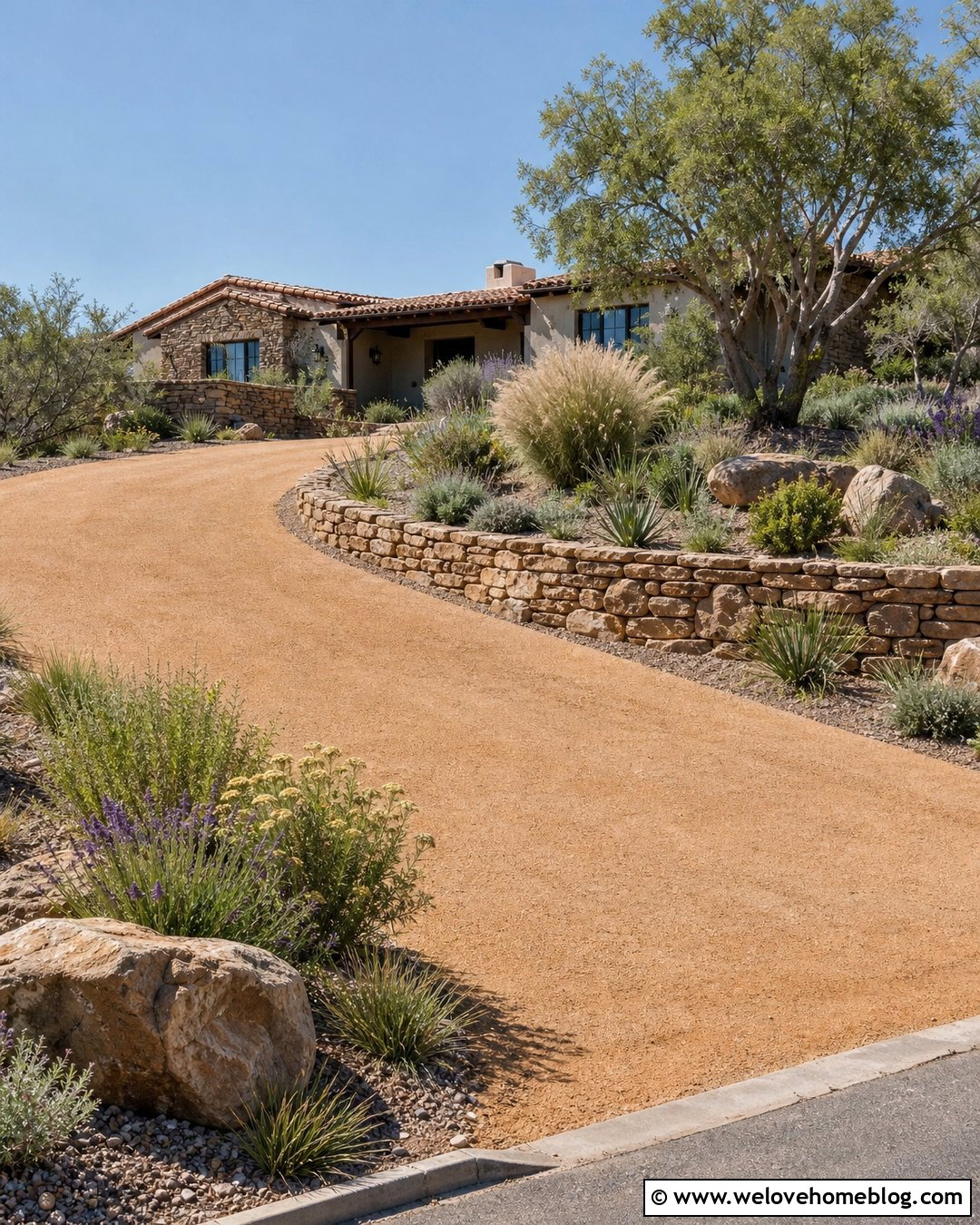 Driveway Retaining Wall With Native Plants - 35 Driveway Retaining Wall Ideas