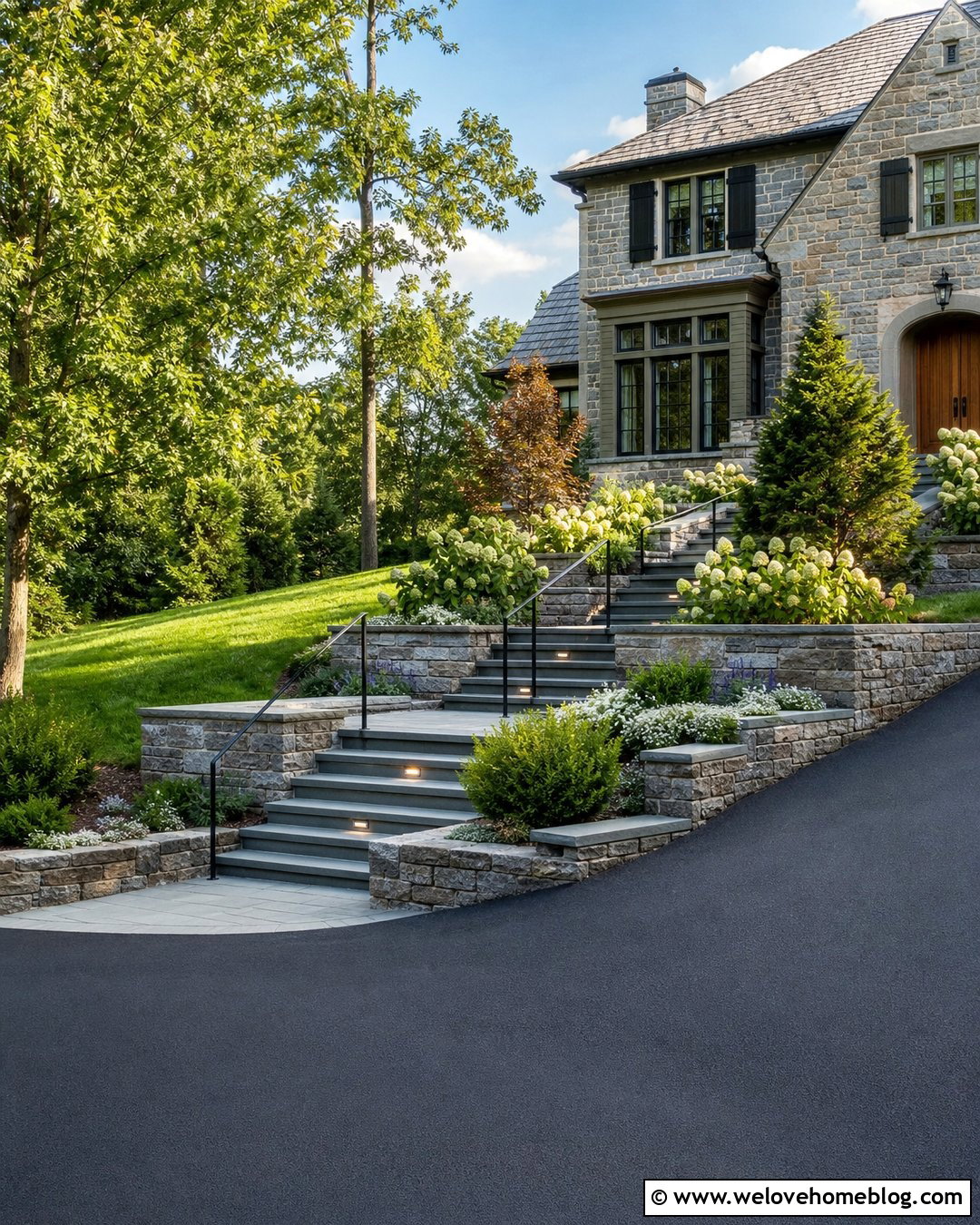 Driveway Retaining Wall With Stairs - 35 Driveway Retaining Wall Ideas