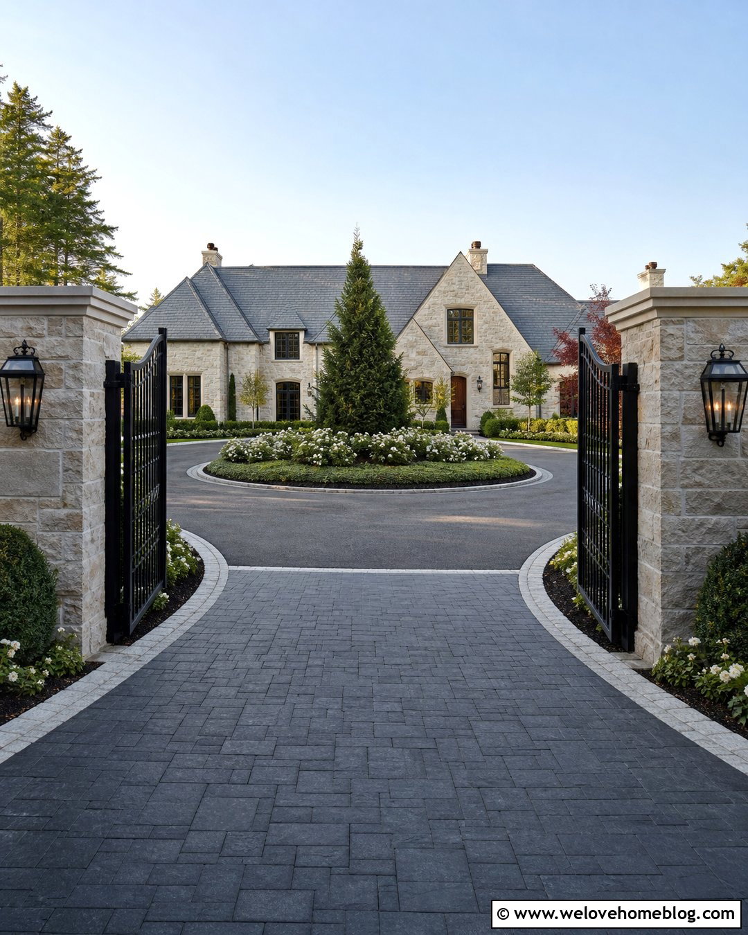 Driveway Roundabout With a Gated Entrance