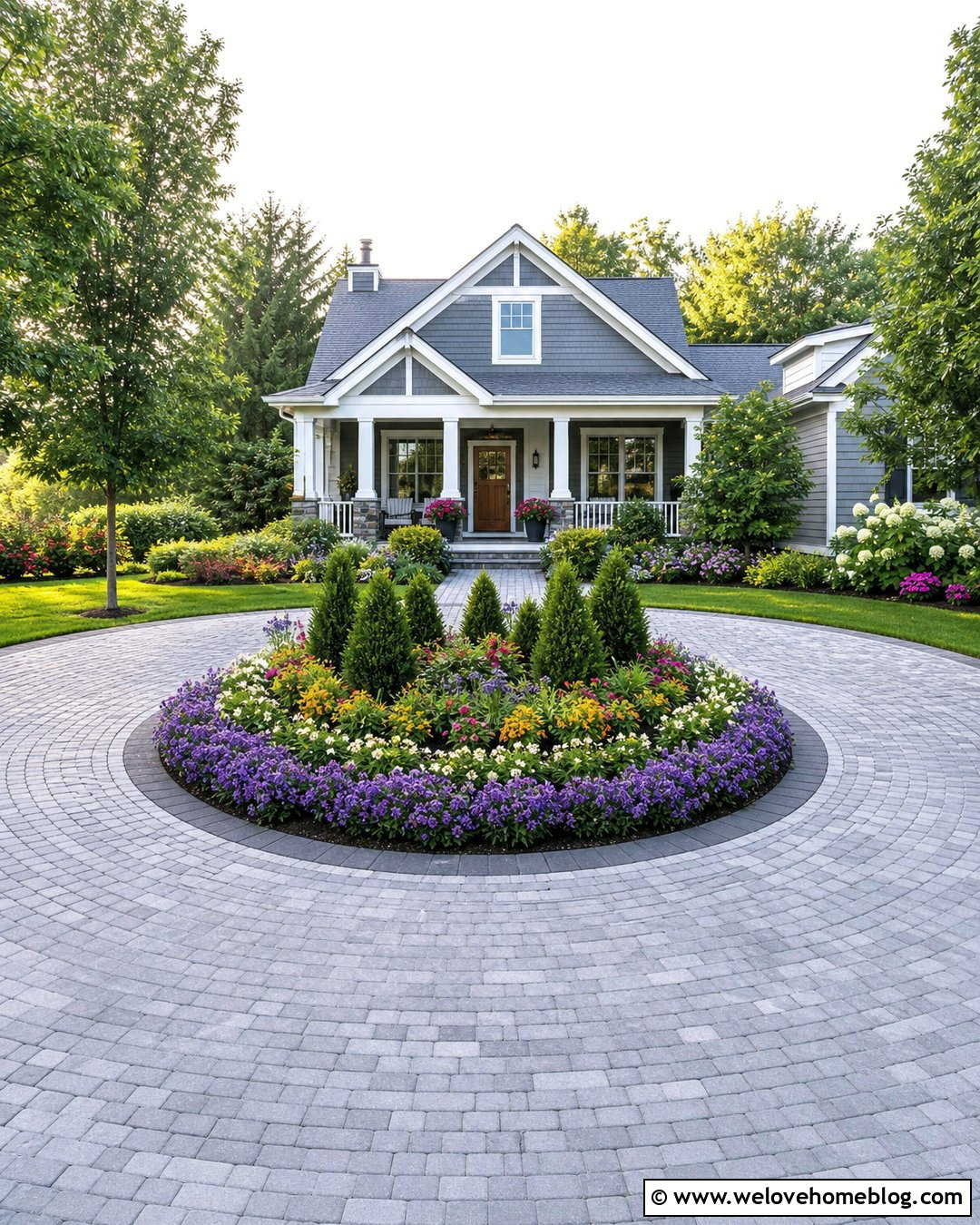 Driveway Roundabout With a Seasonal Flower Display - 25 driveway roundabout ideas