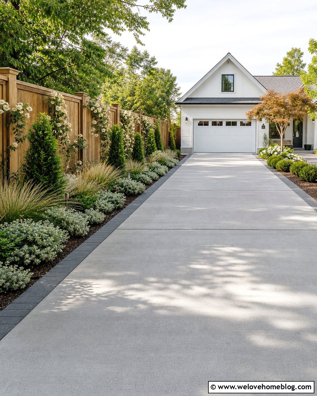 Driveway Side Garden Along A Fence - 20 Driveway Side Garden Ideas