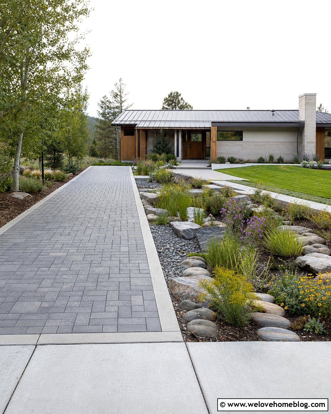 Driveway Side Rain Garden With Native Plants - 20 Driveway Side Garden Ideas