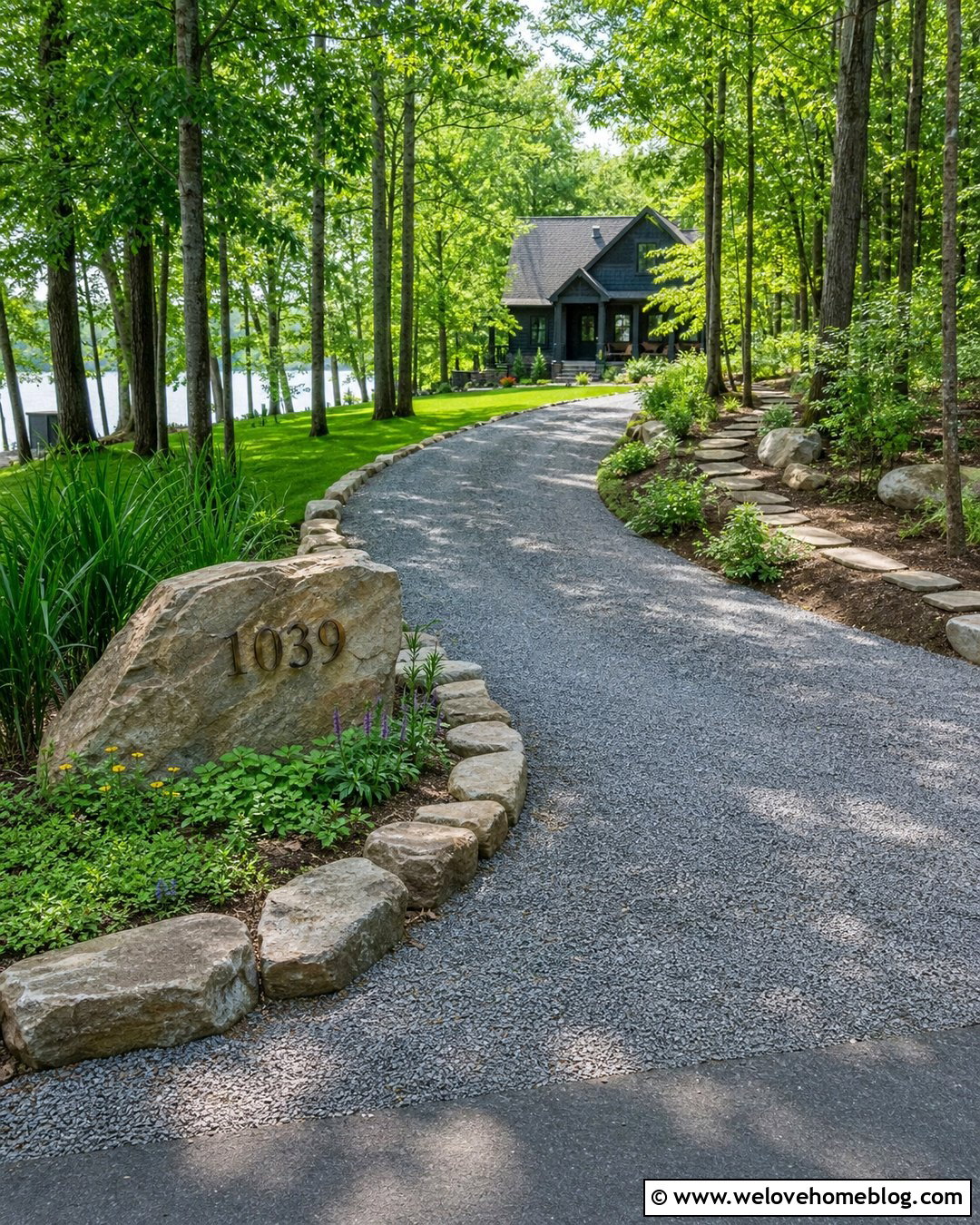 Driveway Sign With Boulder Address Marker - 30 Driveway Signs Entrance Ideas