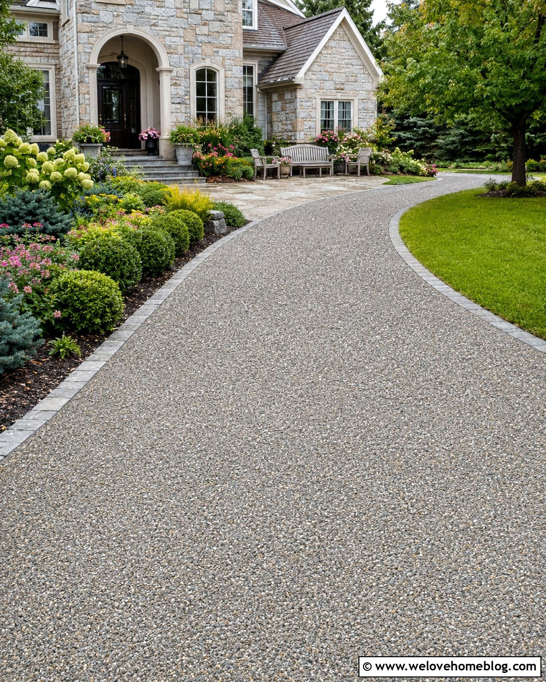 Driveway Sitting Area With A Garden Border - 20 Driveway Sitting Area Ideas