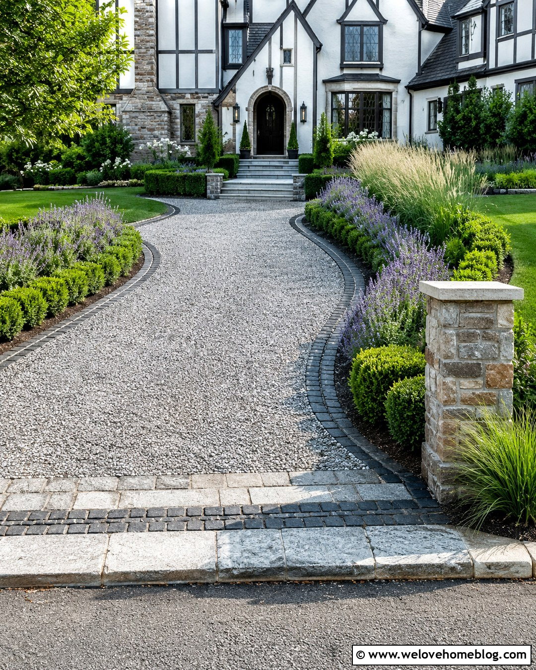 Driveway Steps With Cobblestone Edging - 25 Driveway Steps Ideas