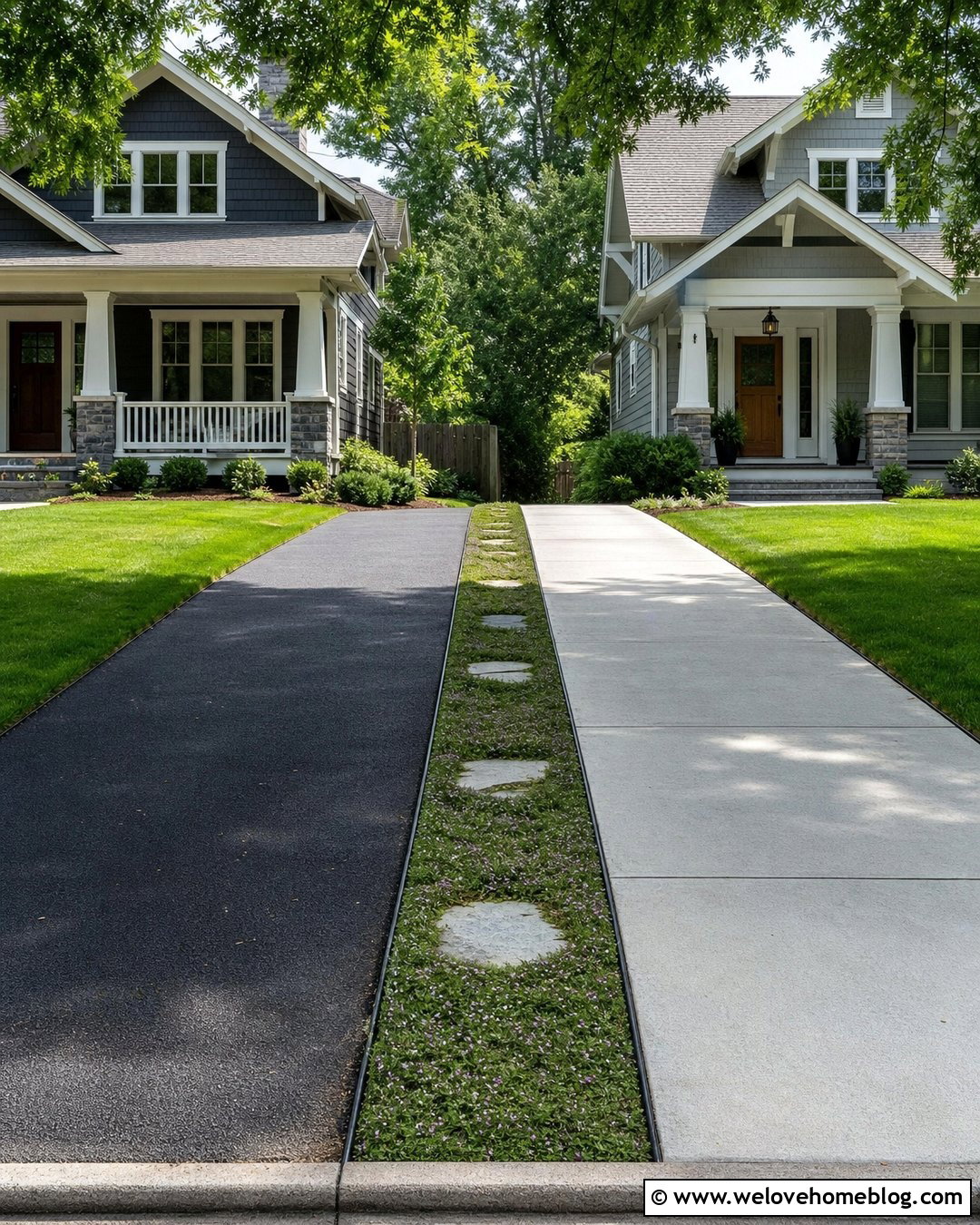 Driveway Strip With Creeping Thyme - 20 landscaping between two driveways ideas