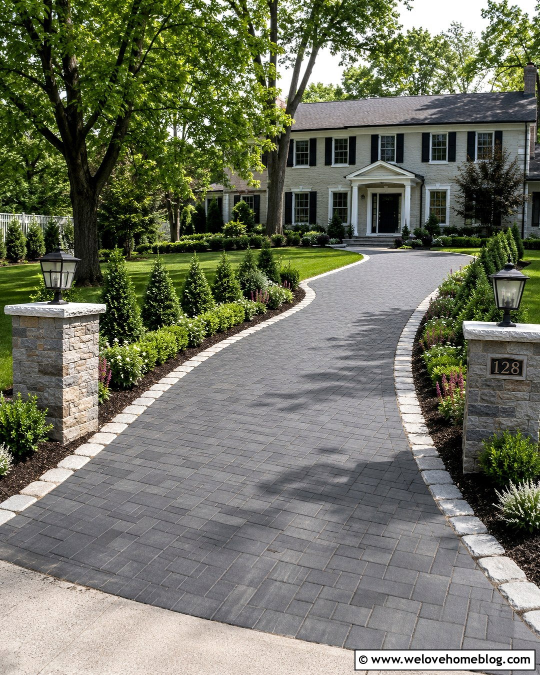 Driveway Strip With Evergreen Shrubs - 20 driveway strip landscaping ideas