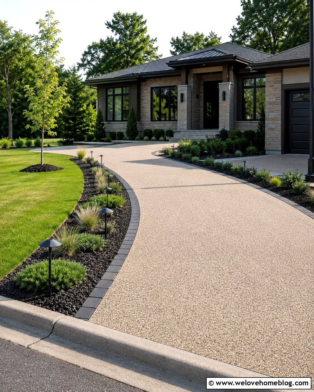 Driveway Strip With Low Landscape Lighting - 20 driveway strip landscaping ideas